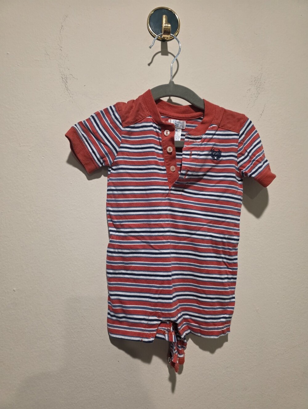 Striped Red and White Kids One-Piece Romper